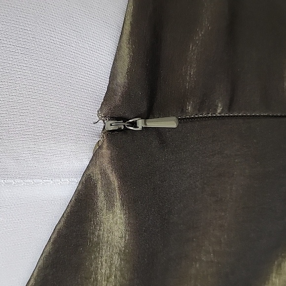 Jessica McClintlock Size 6 Metallic Olive Green Cocktail Satin Dress Gently Used - Picture 5 of 13